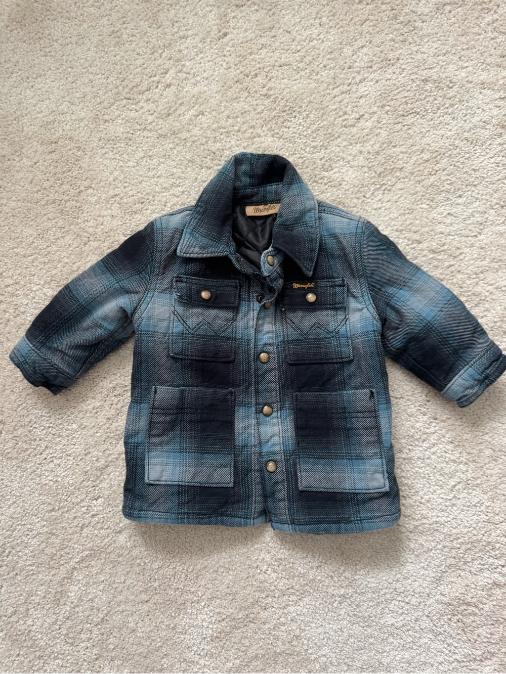 Wrangler Blue Plaid Kids' Quilted Jacket 3T